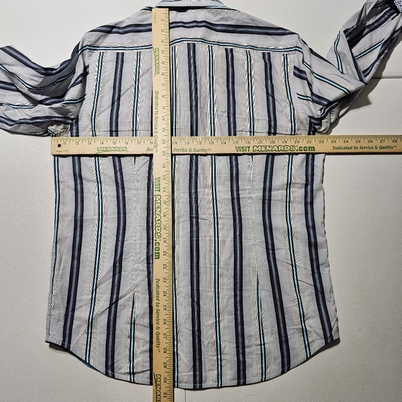 Robert Graham Shirt Mens Large Gray Blue Stripes Long Sleeve Button Up Flip Cuff - Picture 7 of 9